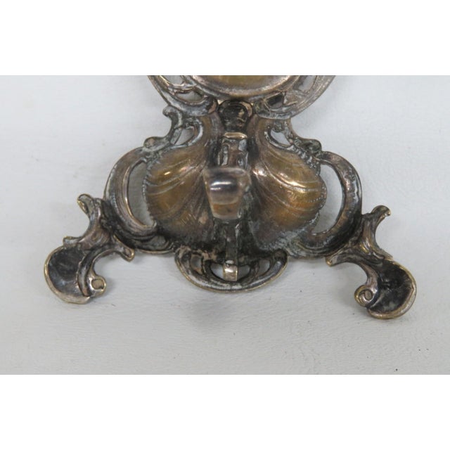 Brass Rococo Style Brass Tone Pocket Watch Holder Stand Shell Scrollwork Motif 5169b For Sale - Image 8 of 16