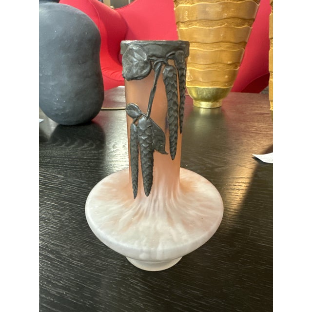 1920s Art Deco Vase in Marmoreal Glass and Pewter Decoration, 1920 For Sale - Image 5 of 9