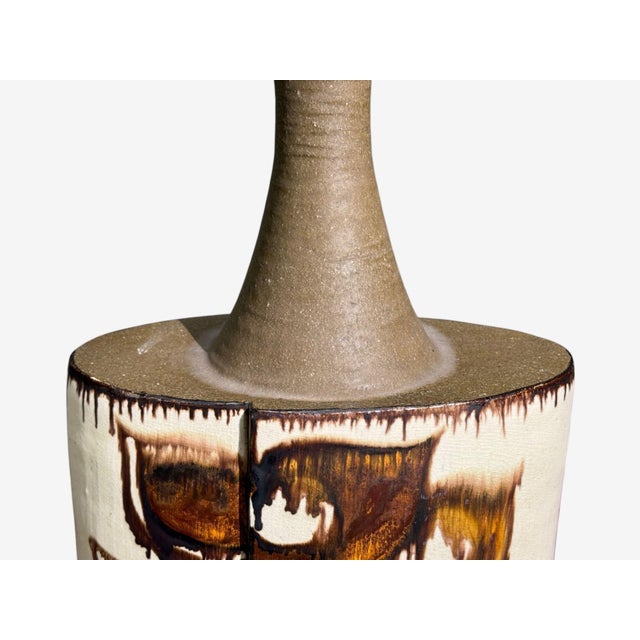 Bj Keramik, Large Table Lamp, Brown Stoneware, Denmark, 1960's For Sale In New York - Image 6 of 12