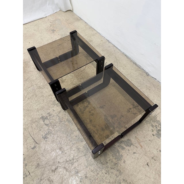 Percival Lafer Mp-97 Rosewood and Smoked Glass Side Tables, 1970s - A Pair For Sale - Image 12 of 17