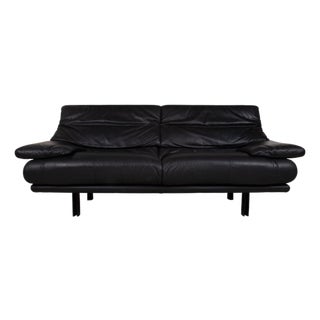 Alanda Leather Two-Seater Black Sofa Manual Function by Paolo Piva for B&B Italia C&B Italia For Sale