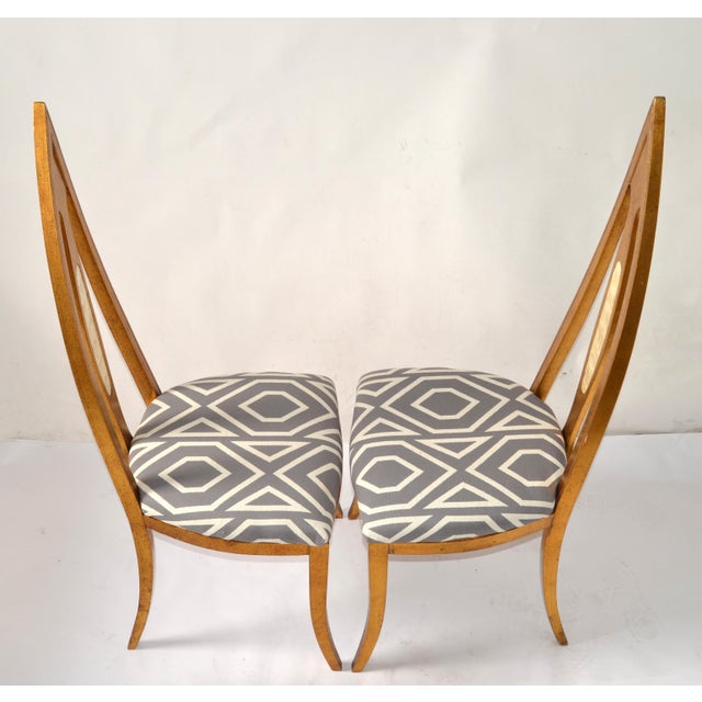 1930 Art Deco John Turano & Sons Giltwood Mother Pearl Side Accent Chairs, Pair For Sale In Miami - Image 6 of 16