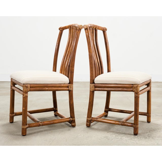 Set of Eight McGuire Organic Modern Rattan Dining Chairs For Sale - Image 9 of 18
