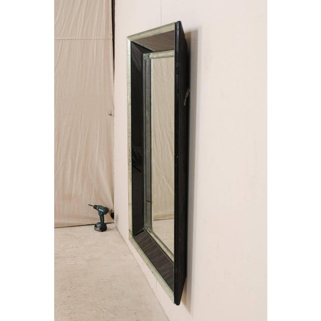 Vintage Rectangular Wall Mirror With Black And Antiqued Glass Border Chairish
