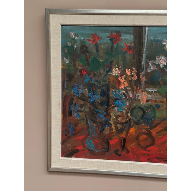 Eric With, Still Life with Flowers, 1960s, Oil Painting on Canvas, Framed For Sale - Image 12 of 18
