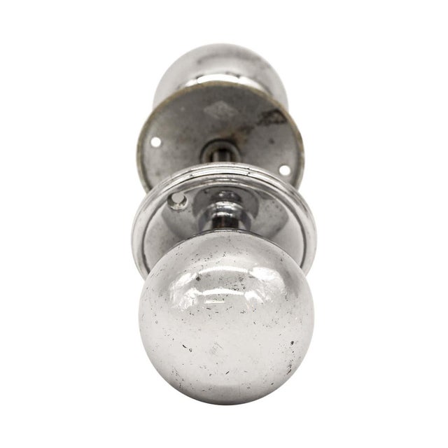 Modern Set of 4 Vintage Modern Chrome Ball Shaped Round Door Knob Sets For Sale - Image 3 of 8