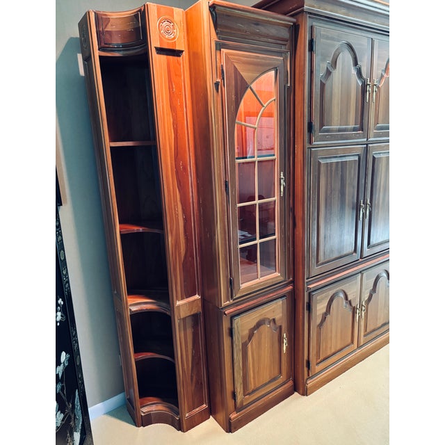 Harden Furniture 1980s Vintage Cherry 5 Piece Wall Unit With Lighting For Sale - Image 4 of 11