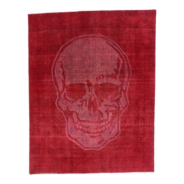 Vintage Overdyed Skull Rug, 09'02 X 11'10 For Sale