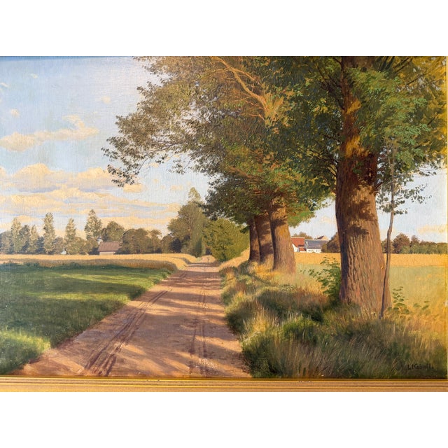 Oil Painting “Avenue With Trees” by Ludvig Kabell For Sale - Image 4 of 6