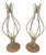 Pair of Onion Shape Turned Solid Walnut Bases Brass Harps Table Lamps MINT! For Sale