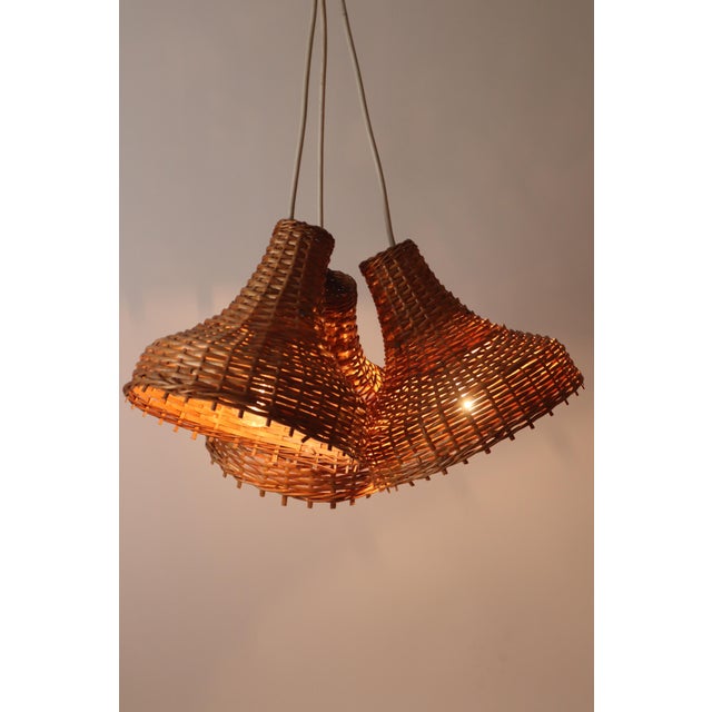 Mid-Century Modern Pendant Lights in Rattan, Germany, 1960s, Set of 3 For Sale - Image 9 of 18