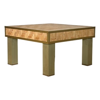 Square Brass and Bamboo Coffee Table, 1970s For Sale