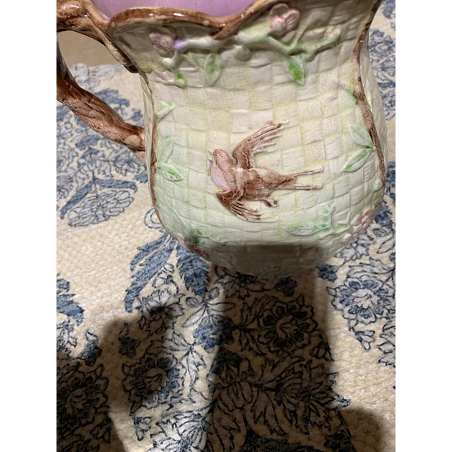 Antique Majolica Pitcher With Bird Motif For Sale In Chicago - Image 6 of 11