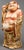 Japanese Satsuma Porcelain Standing Buddha Sculpture, standing figure holding fan, with elaborate enamel-accented drapery,...