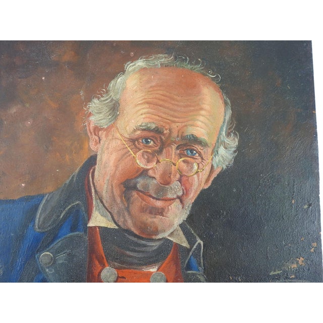 English Late 19th Century Man Reading Letter Portrait Continental School Painting For Sale - Image 3 of 5