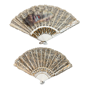 Pair of Antique 18th Century Hand Painted Fan Folded Chinese Signed
