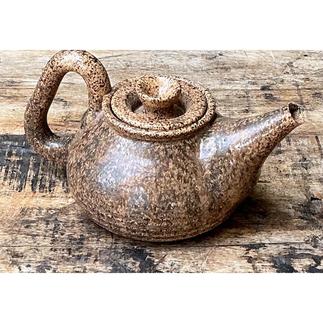 Vintage Handcrafted Ceramic Teapot For Sale - Image 9 of 15