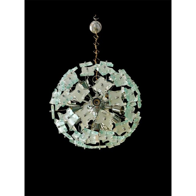 Sputnik Cut-Glass 13-Bulb Chandelier attributed to Fontana Arte, 1960s For Sale - Image 3 of 13