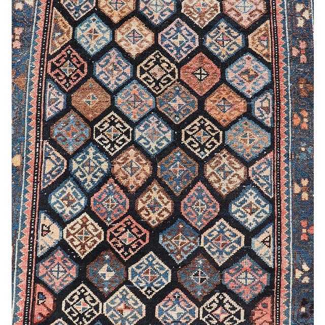 Antique Hamadan Runner With All-Over Tribal Design in Jewel Tones 3'5 X 18'8 For Sale - Image 13 of 15