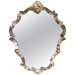 Large 1940's Italian Hollywood Regency Venetian Shield Mirror For Sale
