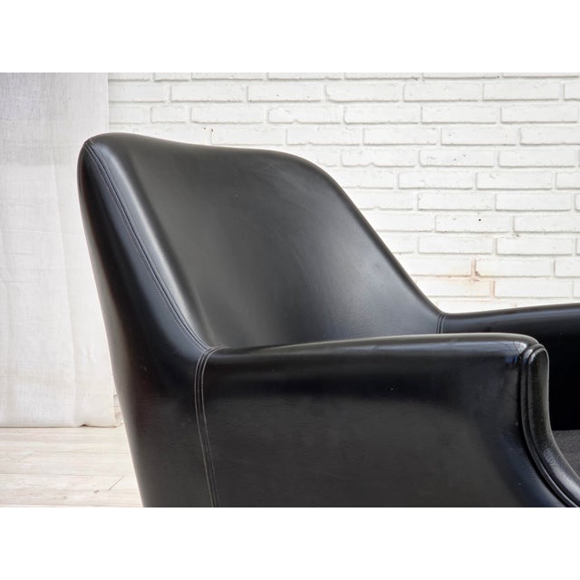 Wood Danish Armchair in Artificial Leather and Teak Wood Legs, 1970s For Sale - Image 7 of 18