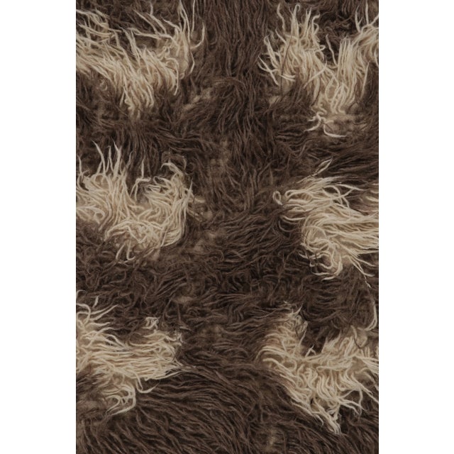 Rug & Kilim Vintage Turkish Tulu Shag Rug Runner in Mocha and Ivory - Rug & Kilim (Pair) For Sale - Image 4 of 8