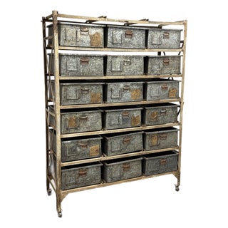 Vintage Sangham Storage Bins + Frame on Casters For Sale