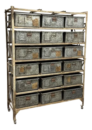 Vintage Sangham Storage Bins + Frame on Casters