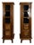 Narrow Art Deco Oak Display Cabinets with Diamond-Point Inlay, 1930s, Set of 2 For Sale