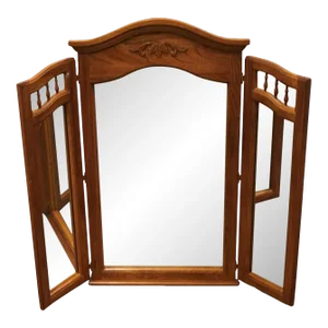 Broyhill Furniture Solid Oak Country French Style 50" Tri-View Dresser Mirror 64601 6716-28