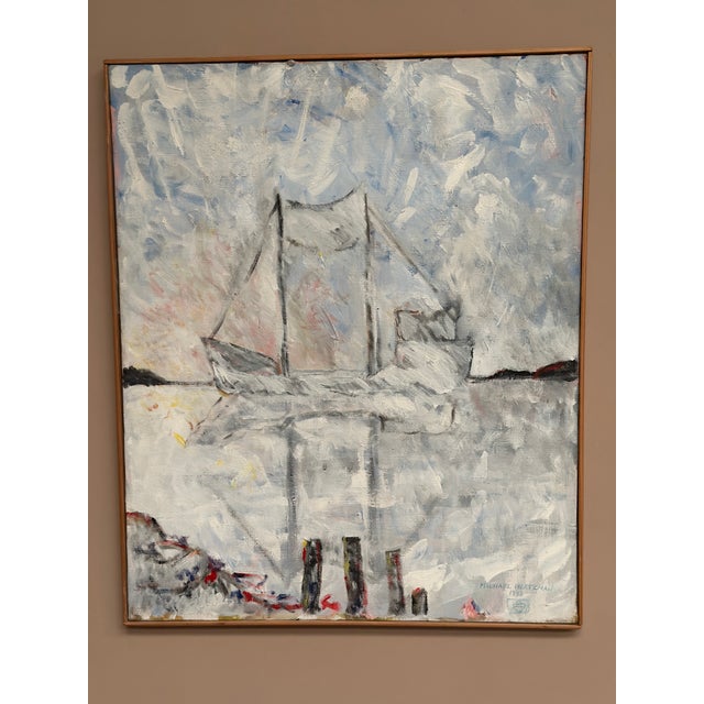 Michael Hertzman, Silhouette of the Boat, 1992, Oil on Canvas, Framed For Sale - Image 4 of 18