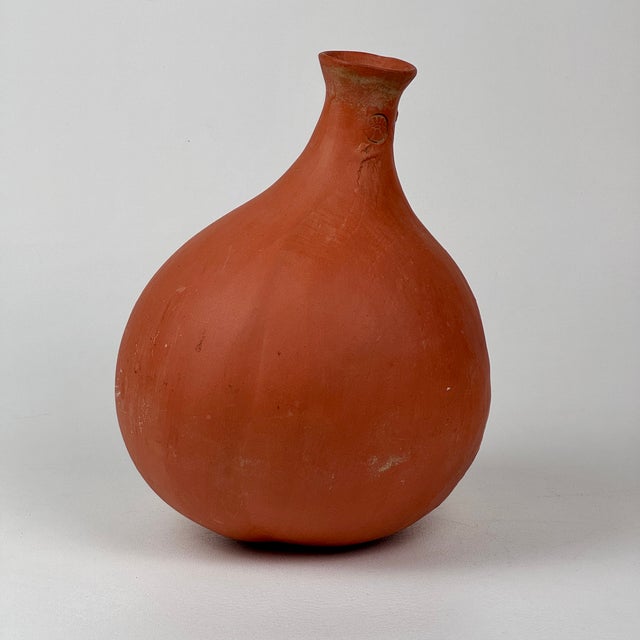 Ceramic Vintage Unique Incised Hand Formed Pottery Vase in Shape of Bud For Sale - Image 7 of 7