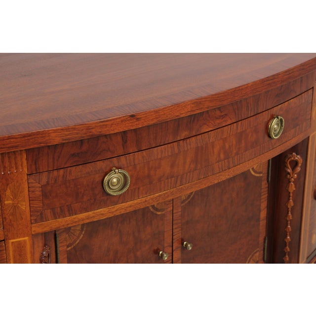 Federal Style D-Shape Walnut Inlaid Demi-Lune Server Sideboard For Sale - Image 13 of 18