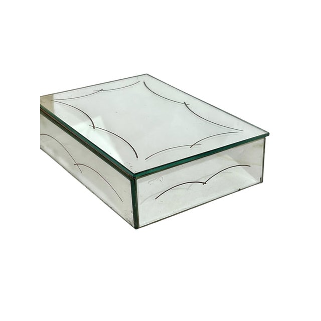 Glass Vintage French Art Deco Eglomise Mirror Glass Cigarette Box For Sale - Image 7 of 12