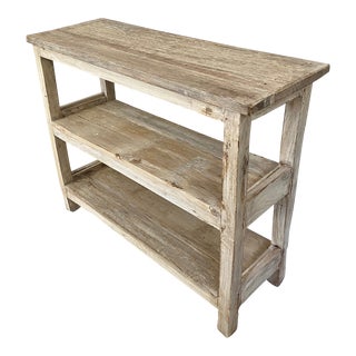 Rustic Bleached Teak Wood Open Shelf For Sale