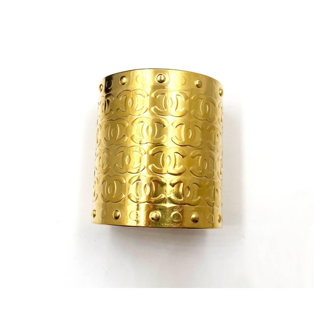 Chanel Vintage Rare Gold Plated CCs Thick Cuff Bracelet *Marked 96 *Made in France -Comes with original box and dustbag...