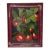Mid 20th Century Rustic Apple Harvest Painting in Heavily Distressed Red Wood Frame For Sale