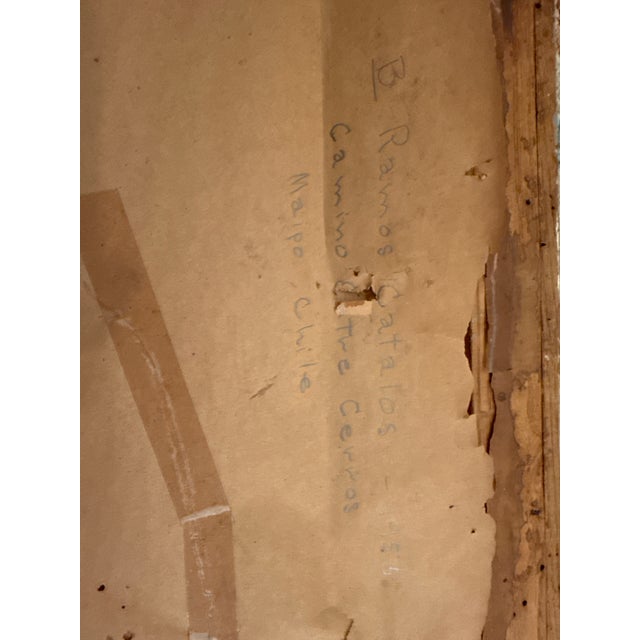 Mid-Century Chilean Landscape Oil Painting, Signed & Dated 1957, Original Frame For Sale In Raleigh - Image 6 of 10