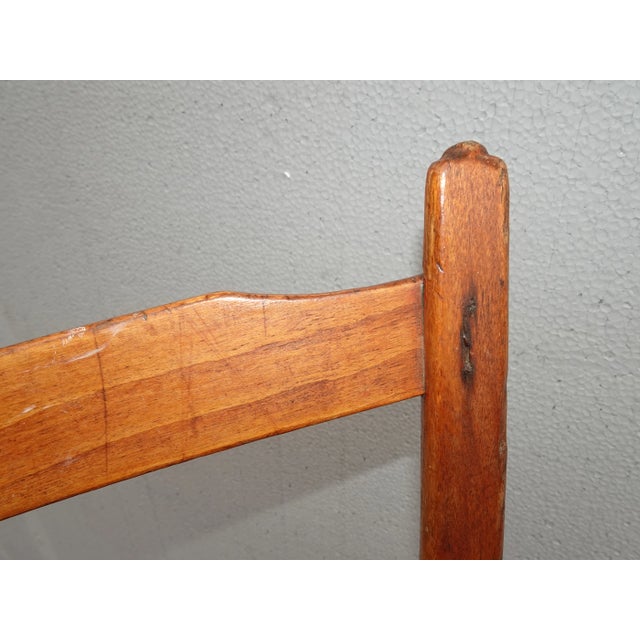 Brown Antique Rush Ladderback Chair French Farmhouse Chic For Sale - Image 8 of 12