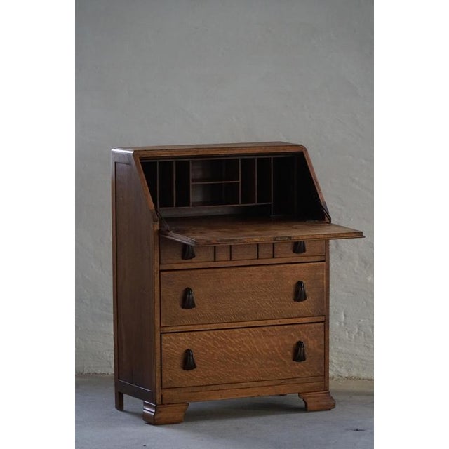 Black Vintage Danish Oak Secretaire with Seashell Handles, 1920s For Sale - Image 8 of 18