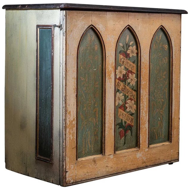 19th Century English Decorative Painted Chapel Cupboard For Sale - Image 12 of 12
