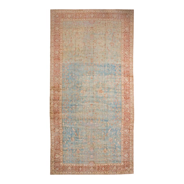 Superb Ligth Blue Background Allover-Floral Pattern Antique Indian Agra Lahore Rug For Sale