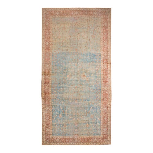 Superb Ligth Blue Background Allover-Floral Pattern Antique Indian Agra Lahore Rug