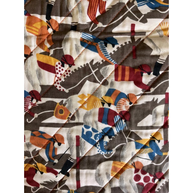 Jockey and Horse Vintage Fabric Pillow Cover For Sale - Image 4 of 8