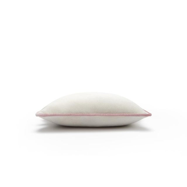 The Gift Micro Cushion in White Velvet with Pink Piping by Lorenza Briola for Lo Decor For Sale - Image 4 of 5