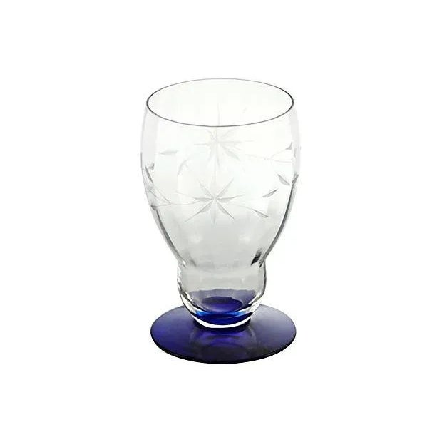 1920s Cobalt Cut-Crystal Stems - Set of 16 For Sale - Image 9 of 9