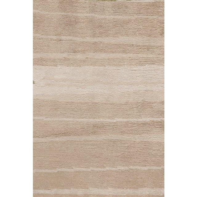 Rug & Kilim’s Modern Geometric Striped Beige-Brown Cream and Green Silk For Sale In New York - Image 6 of 10