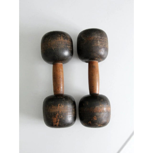 Early 20th Century Antique Wooden Hand Weights For Sale - Image 5 of 13