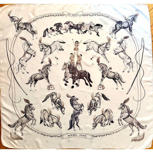 Hermès en Piste Silk Scarf 1998 by Robert Dallet For Sale