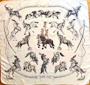 Hermès en Piste Silk Scarf 1998 by Robert Dallet